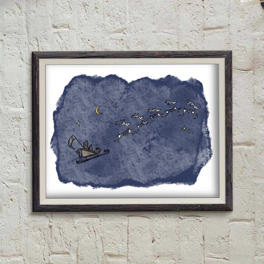 Grim Reaper in Santa's Sleigh Print