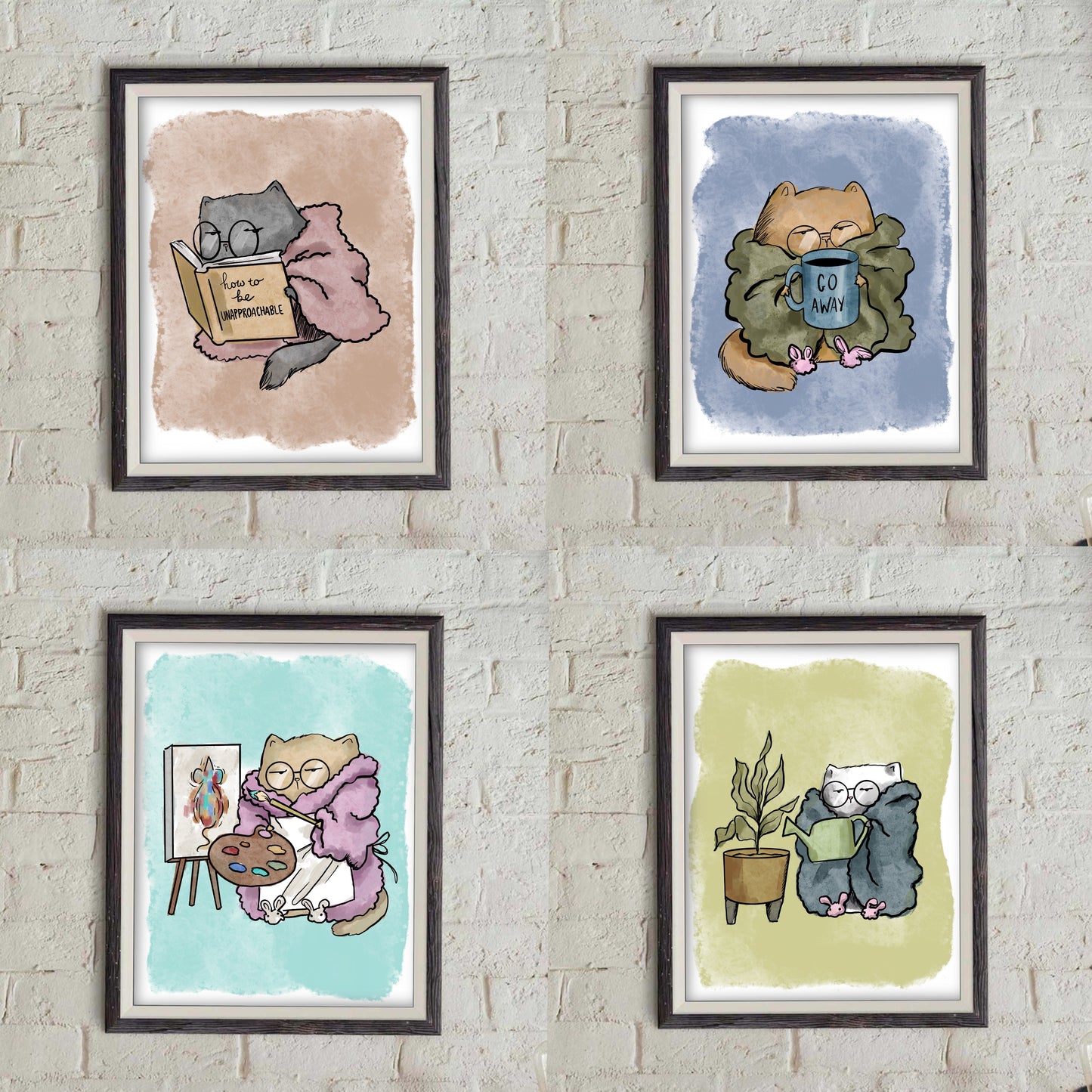 Introverted Cat bundle - doodle print