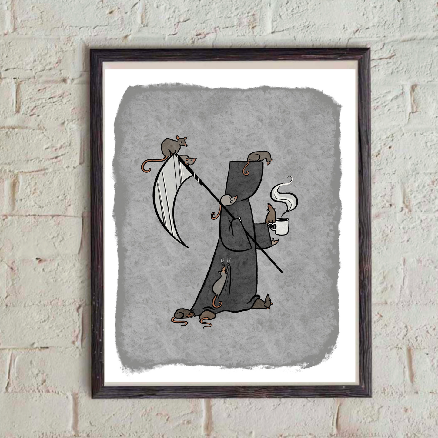 Grim Reaper with rats  -Print