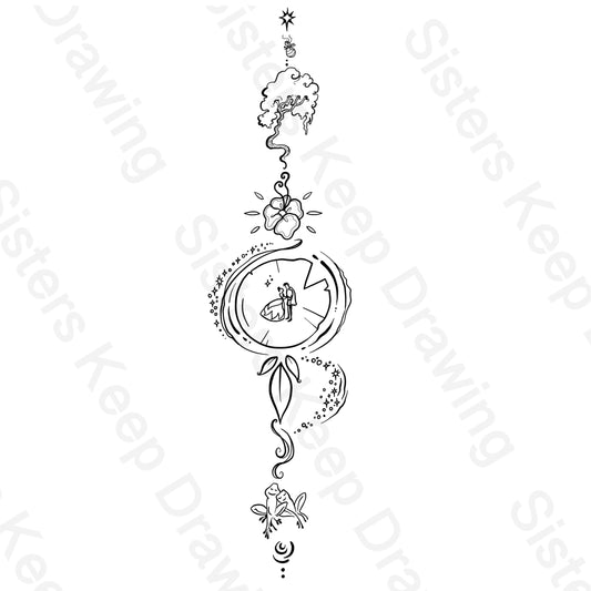 Tiana- Spine Tattoo- Princess and the Frog Inspired- Tattoo Transparent Permission PNG