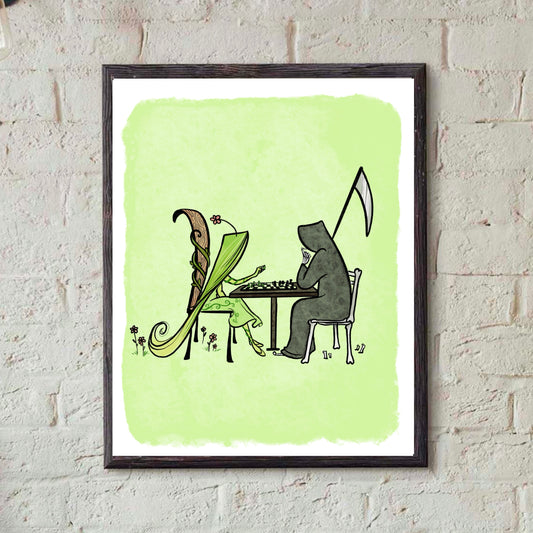 Grim and Life Play Chess-Print