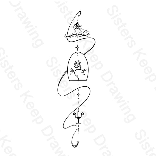 Belle Spine Tattoo- Beauty and the Beast Inspired- Tattoo Transparent Permission PNG