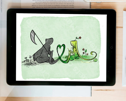 Life Knits Death Unravels -Grim Reaper- instant download digital printable artwork