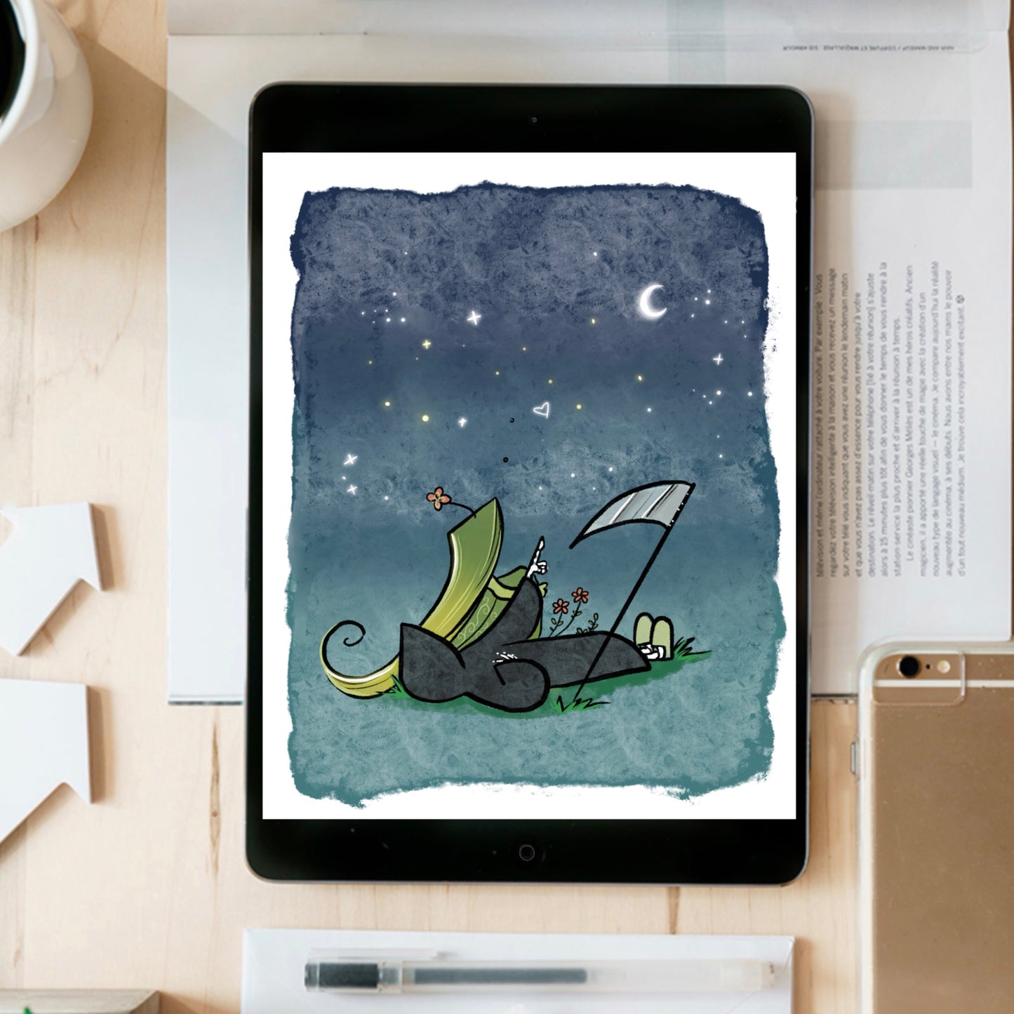 Grim and Life Stargaze-Grim Reaper- instant download digital printable artwork