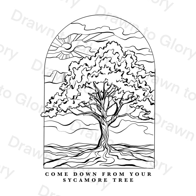 Come Down from your Sycamore Tree - Bible Tattoo Transparent PNG- instant download digital printable artwork