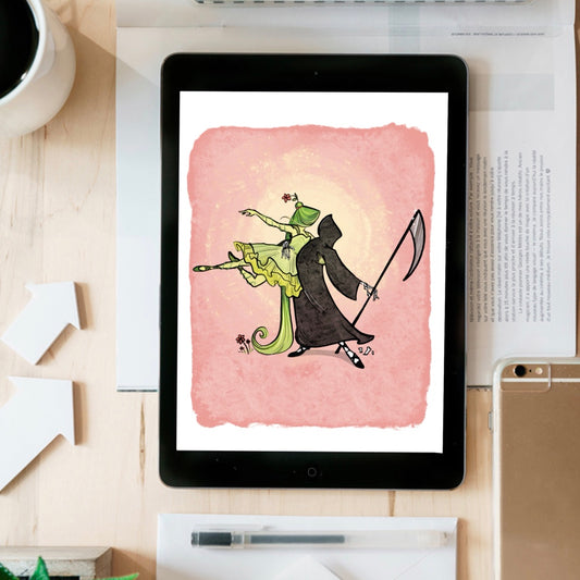 Grim Reaper and Life ballet- instant download digital printable artwork