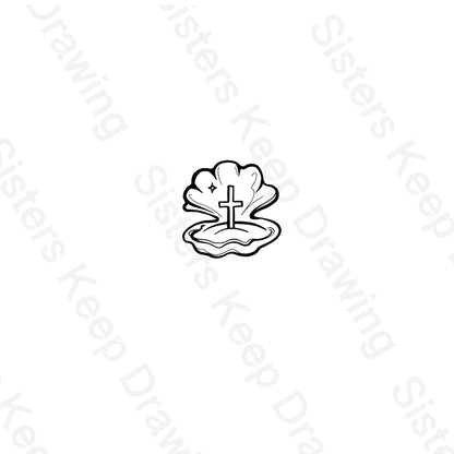 Cross in a  Clam-Bible Tattoo Transparent PNG- instant download digital printable artwork