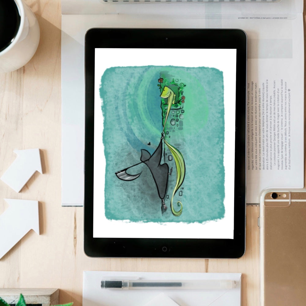 Grim climbs to Life- instant download digital printable artwork