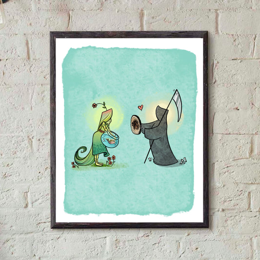 Life Gives a Fish Grim Reaper gives a Fossil- Print