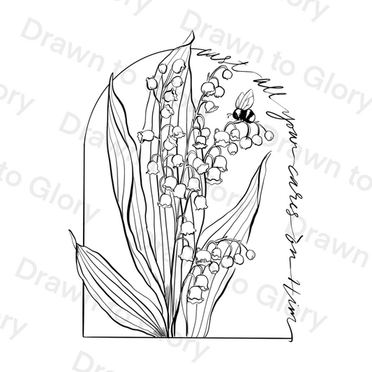 Cast All Your Cares on Him - Bible Tattoo Transparent PNG- instant download digital printable artwork