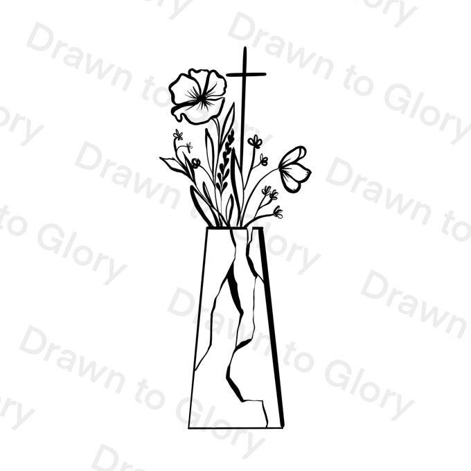 Treasure in Broken Vessels - 2 Cor. 4:7 - medium - Bible Tattoo Transparent PNG- instant download digital printable artwork