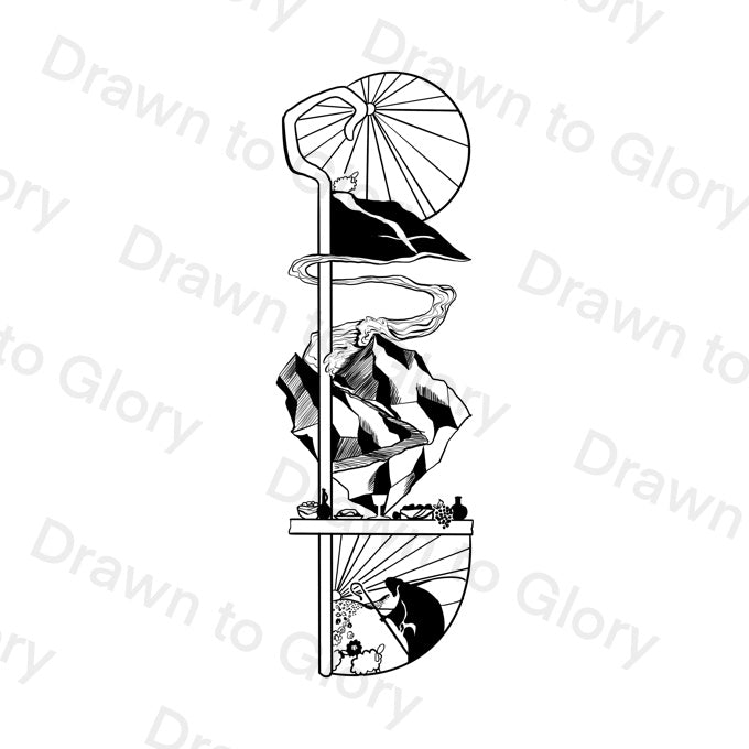 Psalm 23- Bible Tattoo Transparent PNG- instant download digital printable artwork