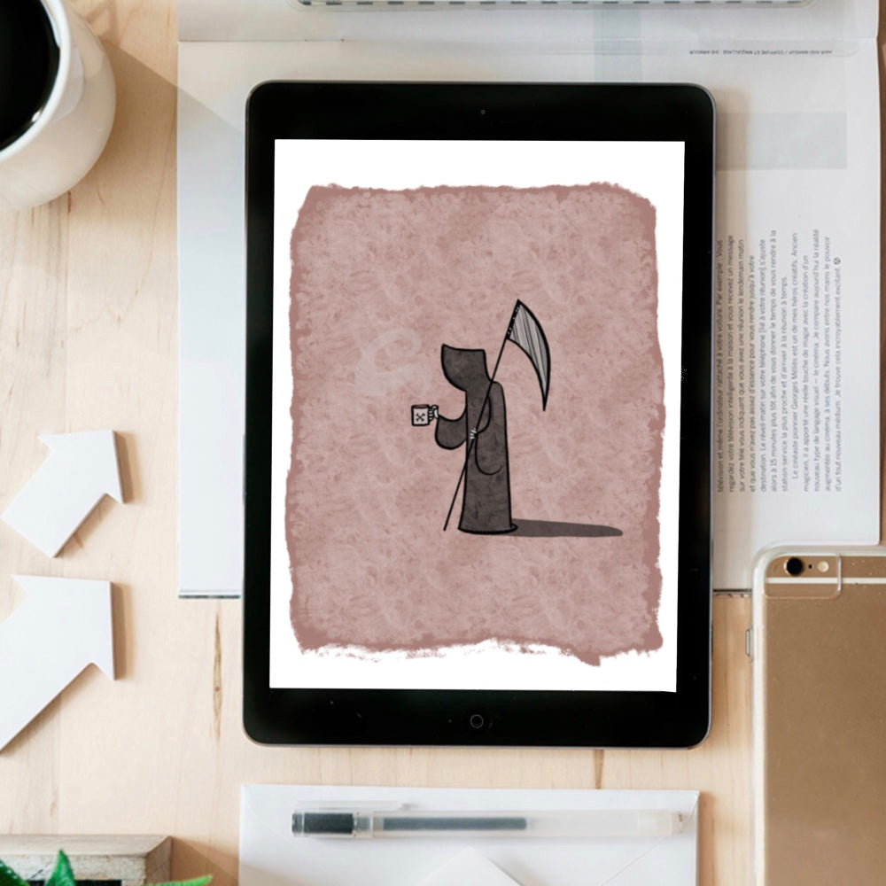 Grim Drinks coffee- instant download digital printable artwork