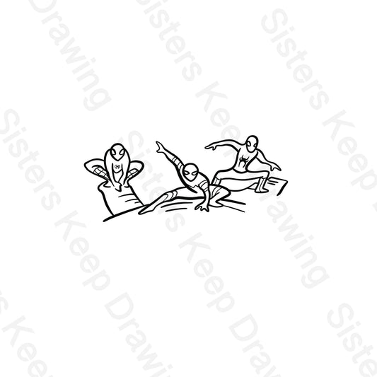 Three Spidermen - Tattoo Transparent PNG- instant download digital printable artwor