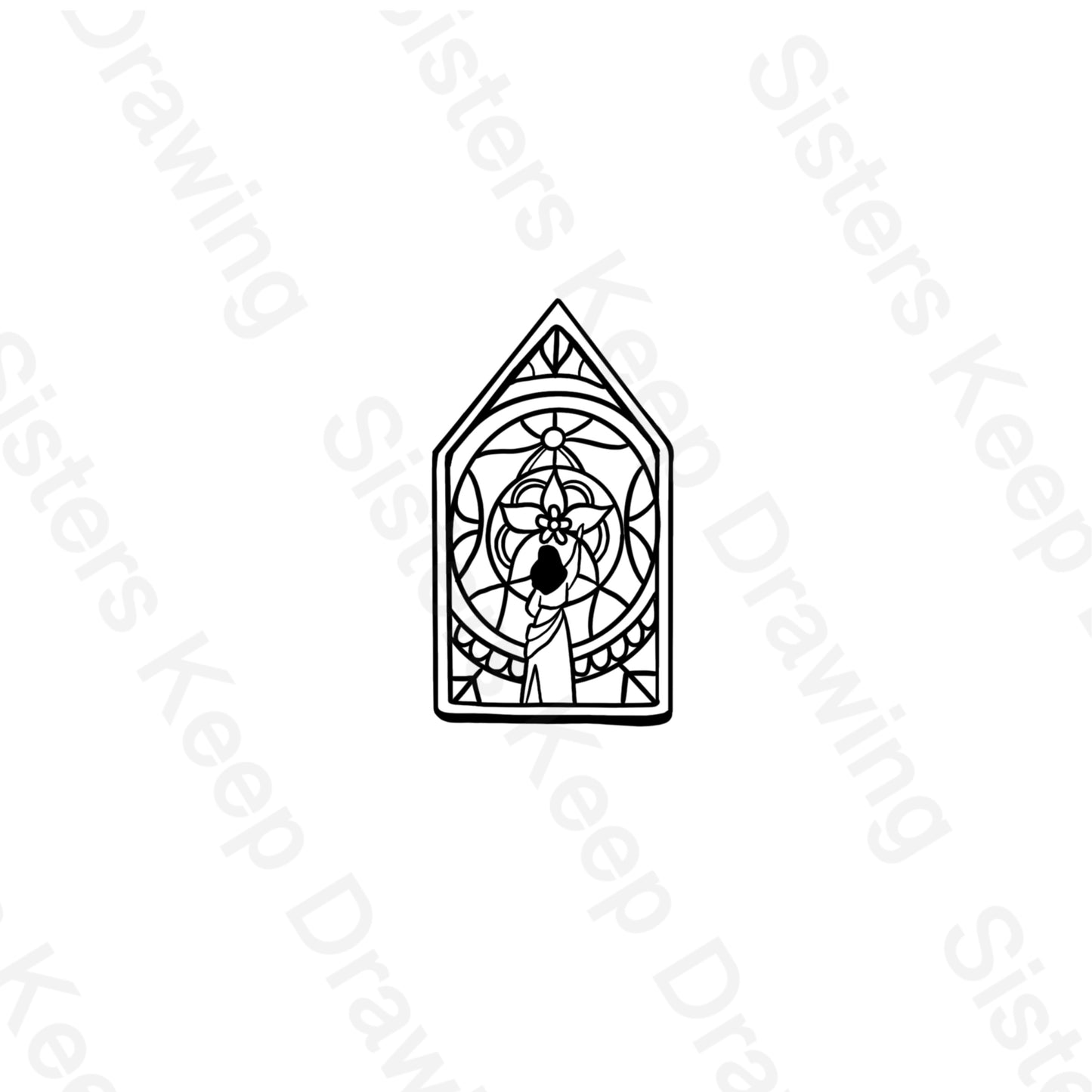 Esmeralda in front of stained glass window -Tattoo Transparent PNG
