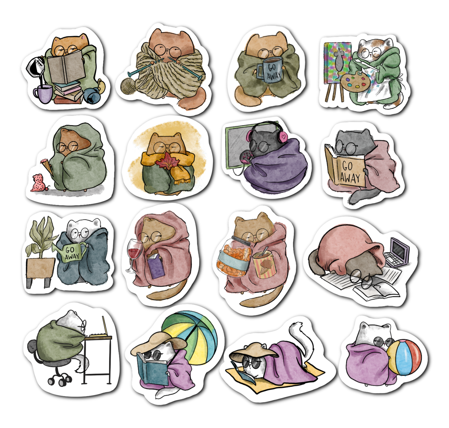 Ultimate Introverted Cat Sticker Bundle