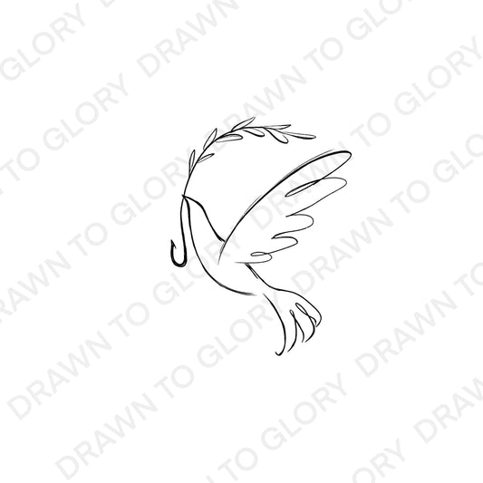 Come and See - Dove with Fishhook - Tattoo Transparent PNG