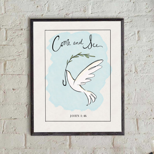 Come and See - Dove with Fish Hook - Print