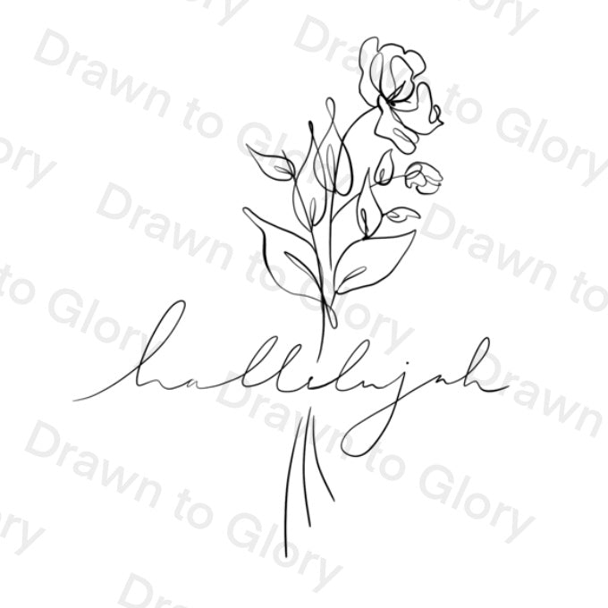 Hallelujah  woth a Flower Bouquet - Bible Inspired - Tattoo Transparent PNG