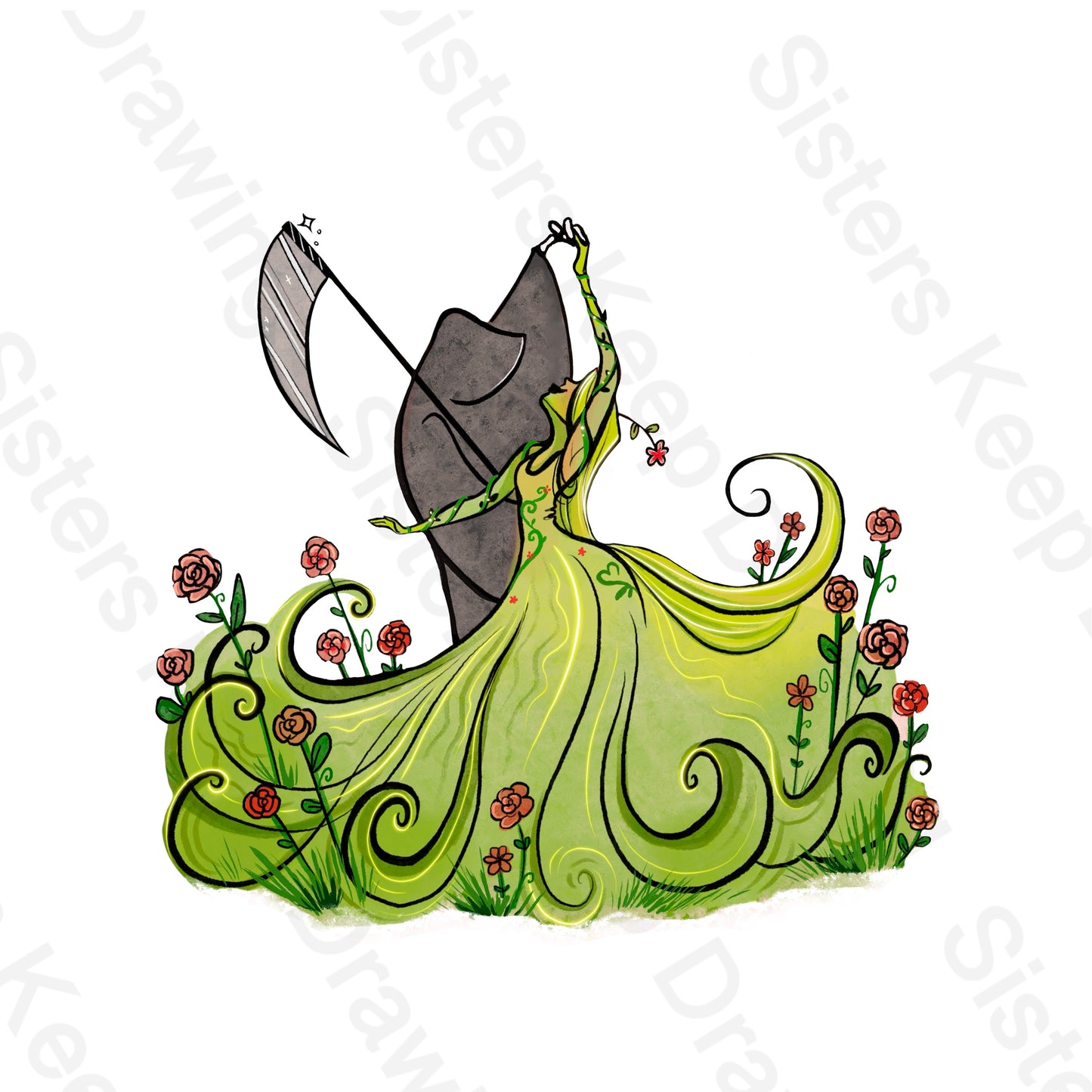 Grim Reaper and Life spin in Color- Tattoo Transparent PNG