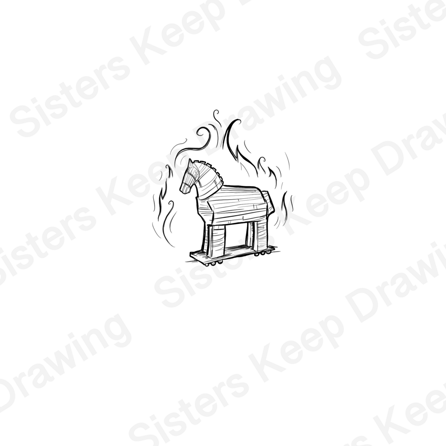 Trojan Horse - Epic Musical Inspired Tattoo Transparent PNG- instant download digital printable artwork
