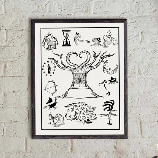 The Odyssey - Epic Collage - Black and White Print