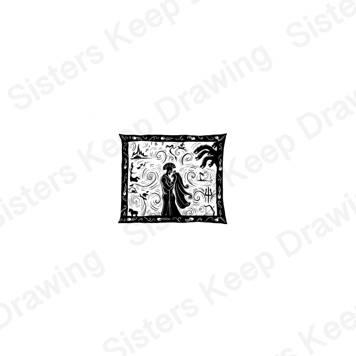 Epic Wedding Bed Tapestry - Epic Musical Inspired Tattoo Transparent PNG- instant download digital printable artwork