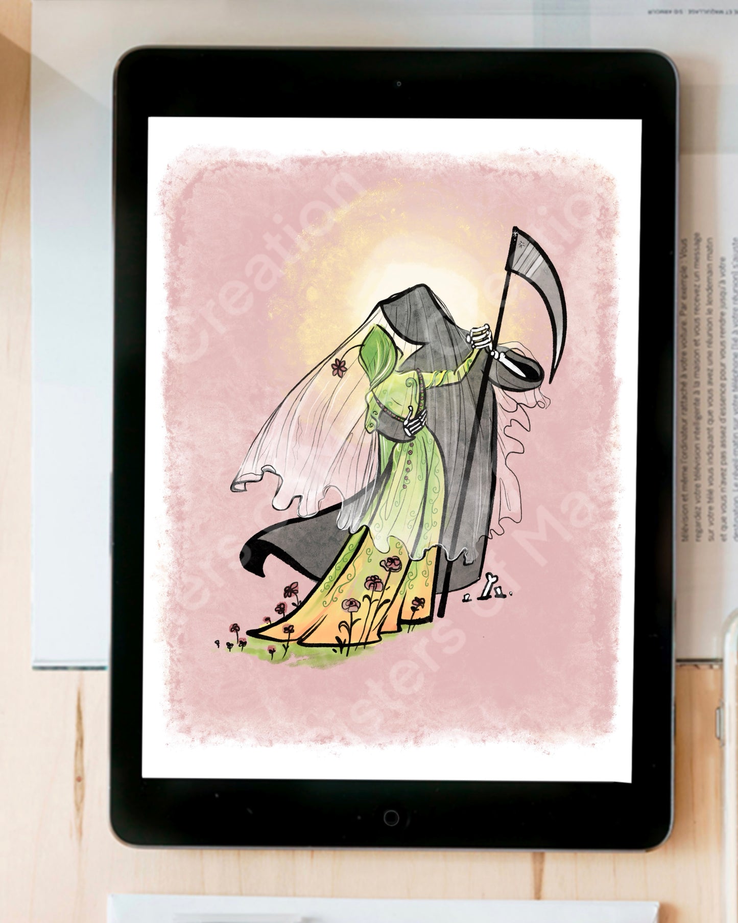 Life Dances under the Veil of Death -Grim Reaper- instant download digital printable artwork