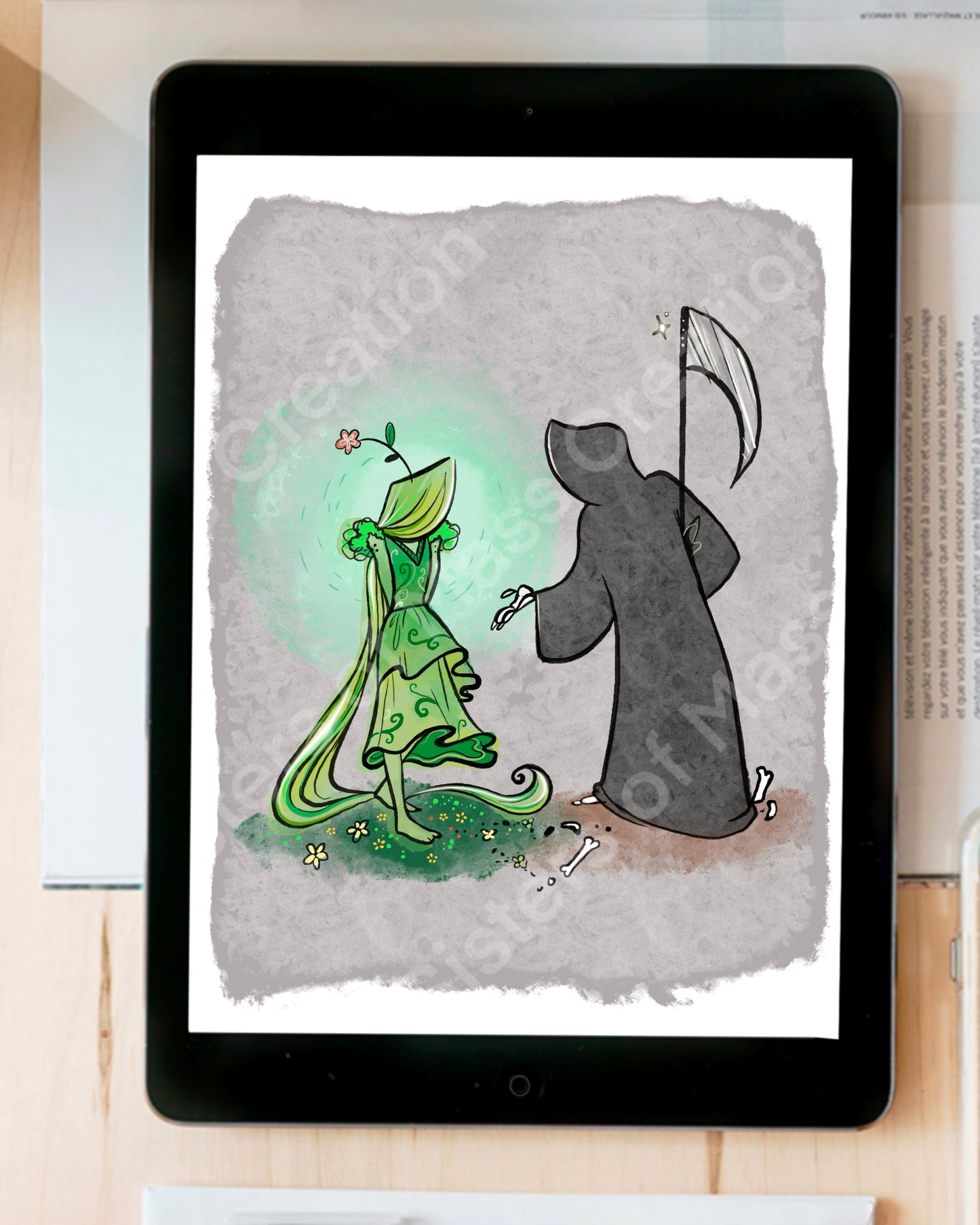 Grim asks Life to Dance- instant download digital printable artwork