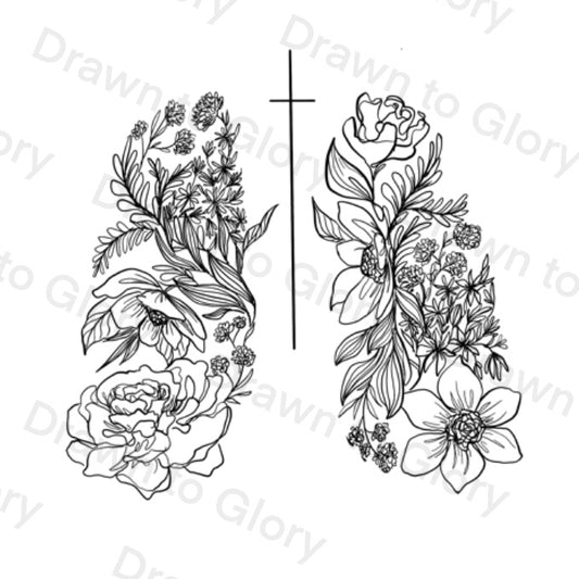 Lungs with Flowers - instant download digital printable artwork