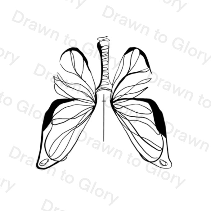 Butterfly Lungs with cross- Bible Tattoo Transparent PNG- instant download digital printable artwork