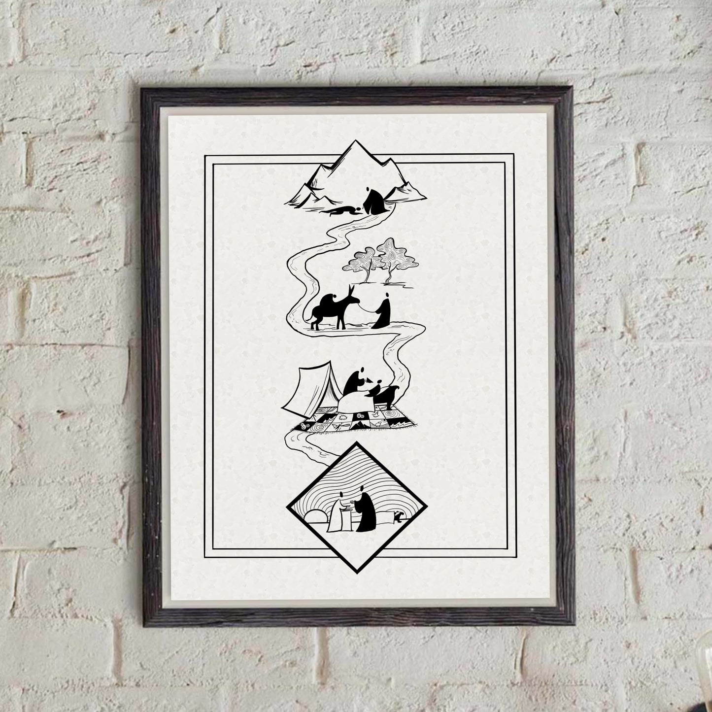 Good Samaritan - Jesus' Parables -Bible Print- Black and White