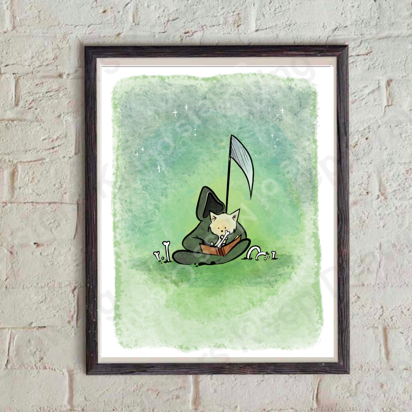 Grim reads his dog a bedtime story- Print