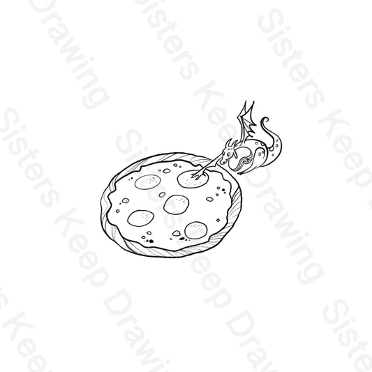Tiny Dragon pepperoni  -Tattoo Transparent Permission PNG- instant download digital printable artw