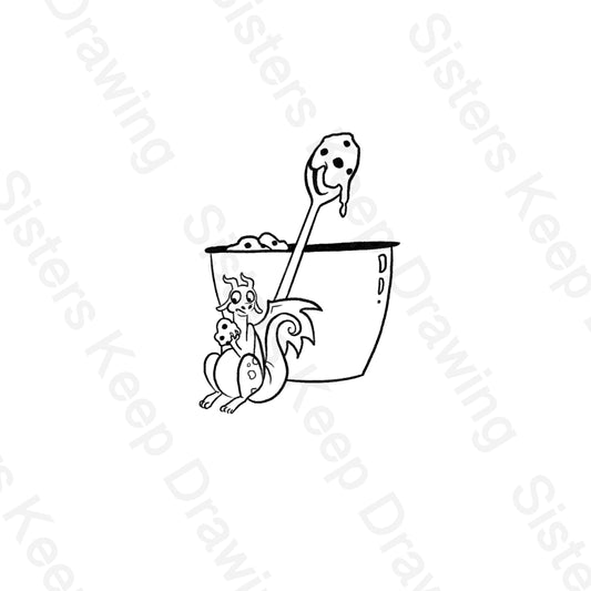 Tiny Dragon cookie dough -Tattoo Transparent Permission PNG- instant download digital printable artw