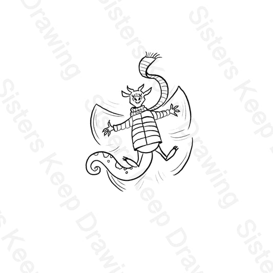 Tiny Dragon snow angel-Tattoo Transparent Permission PNG- instant download digital printable artw