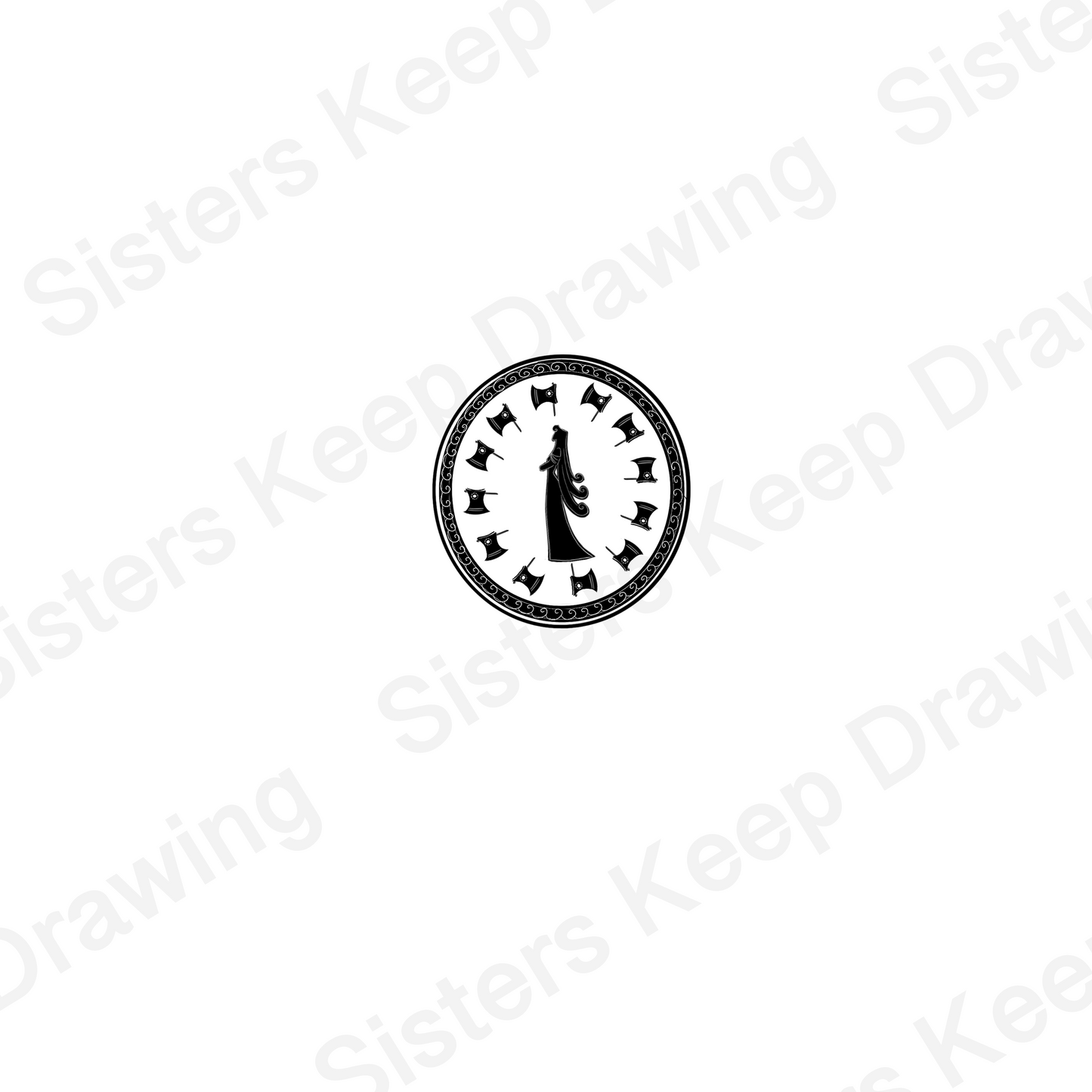 Penelope with 12 Axes - Epic Musical Inspired Tattoo Transparent PNG- instant download digital printable artwork