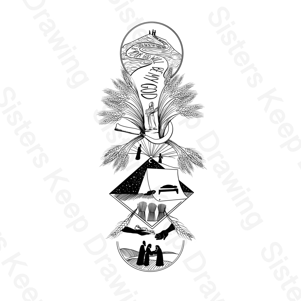 Bible Icon Ruth The Book of Ruth - Bible Tattoo Transparent PNG- instant download digi ...