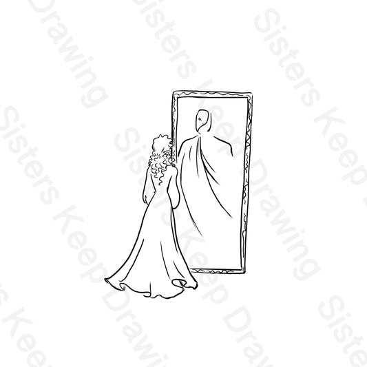 Phantom in Mirror- Phantom Inspired Tattoo Transparent Permission PNG- instant download digital printable artwork