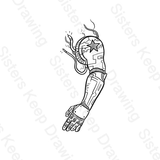 Bucky’s mechanical arm-Marvel- Tattoo Transparent Permission PNG