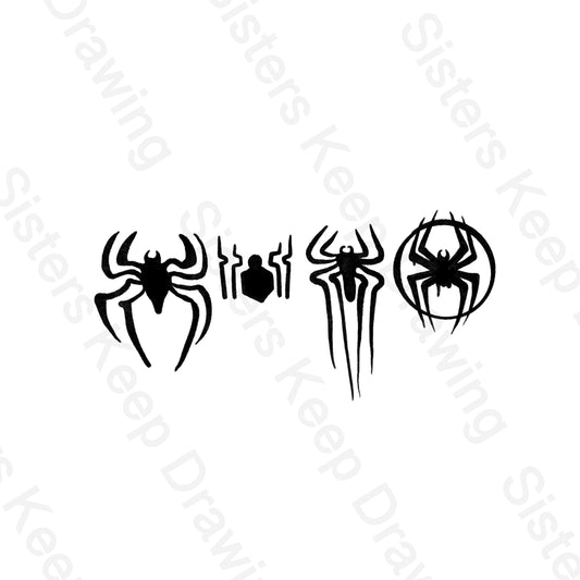 Four spider logos- marvel- Spider Tattoo Transparent PNG- instant download digital printable artwork