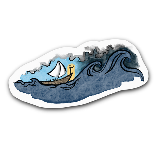 Jesus Calms the Storm - Bible Inspired Bubble free sticker F2