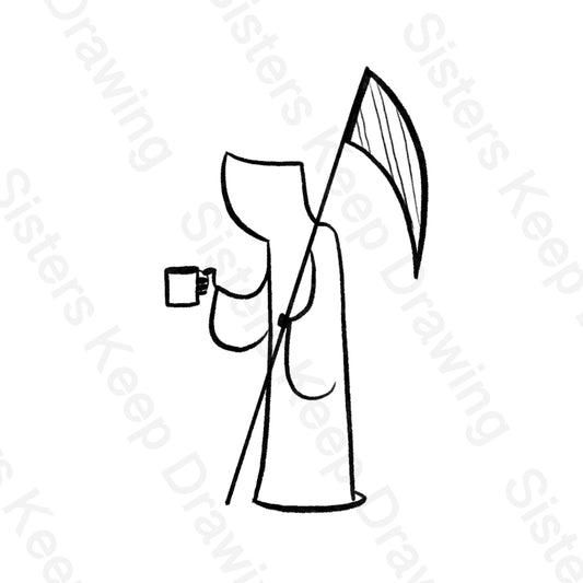 Grim Reaper Drinking coffee Transparent PNG