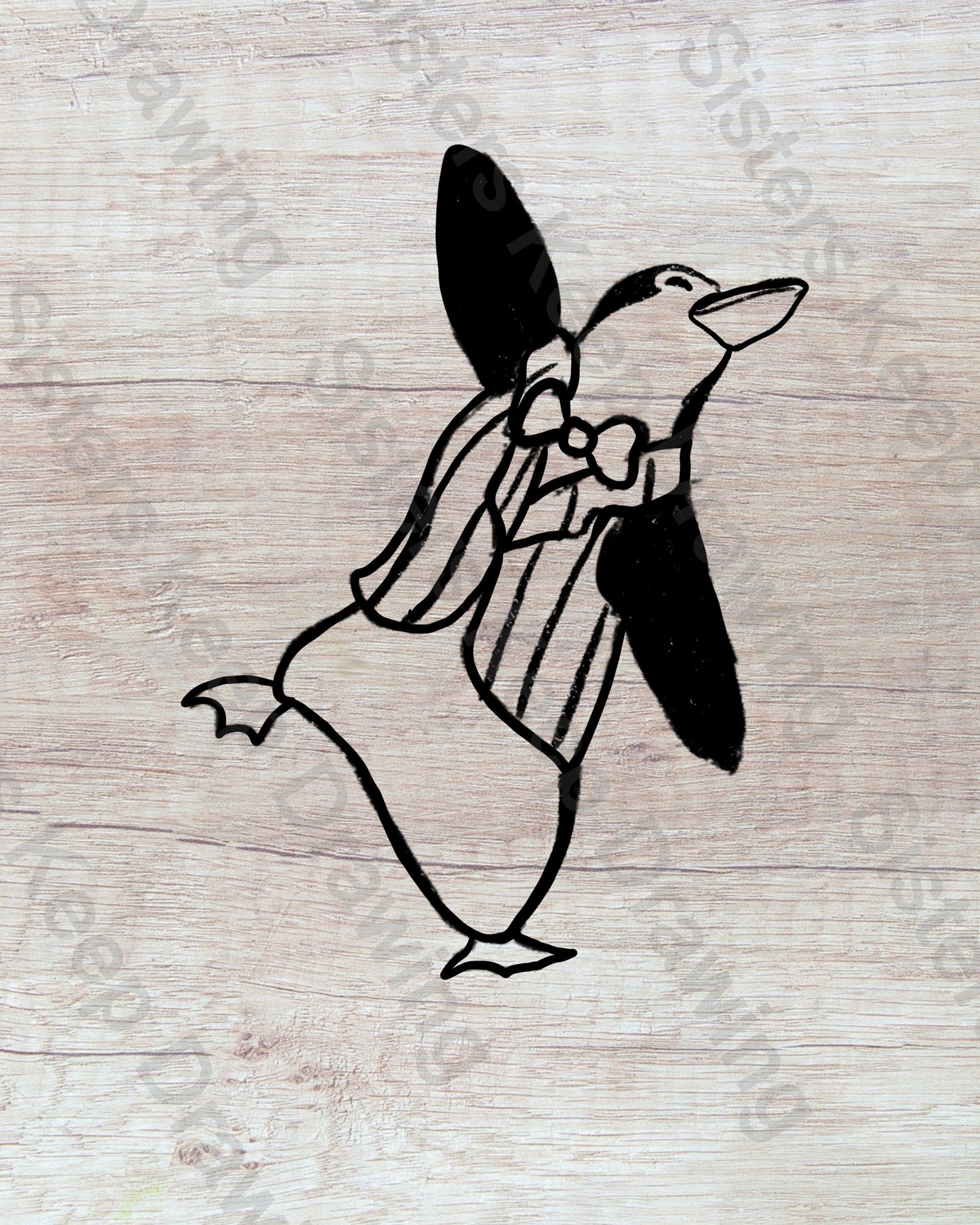 Poppin's Dancing Penguin - Tattoo Transparent Permission PNG- instant download digital printable artwork