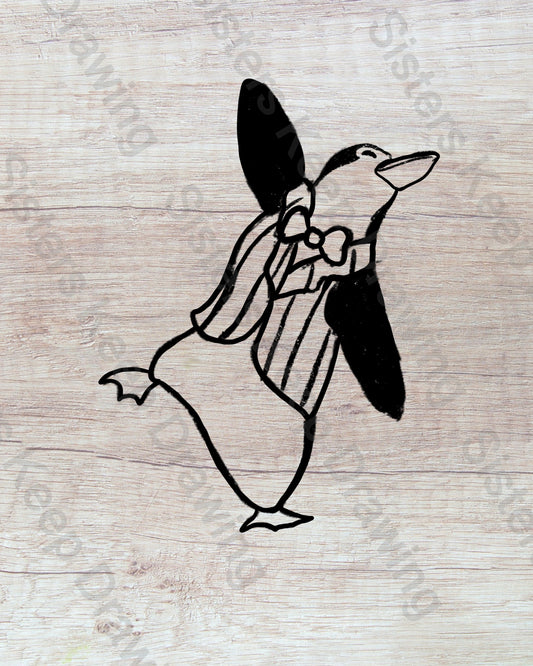 Poppin's Dancing Penguin - Tattoo Transparent Permission PNG- instant download digital printable artwork
