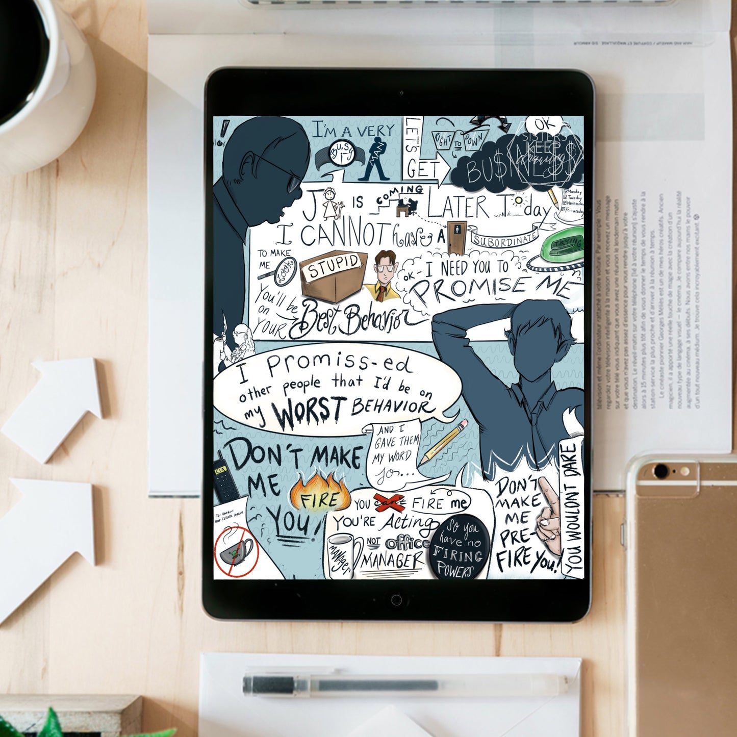 The Office Quote- I Promised Other People I Would Be on My Worst Behavior- instant download digital printable artwork- funny gift